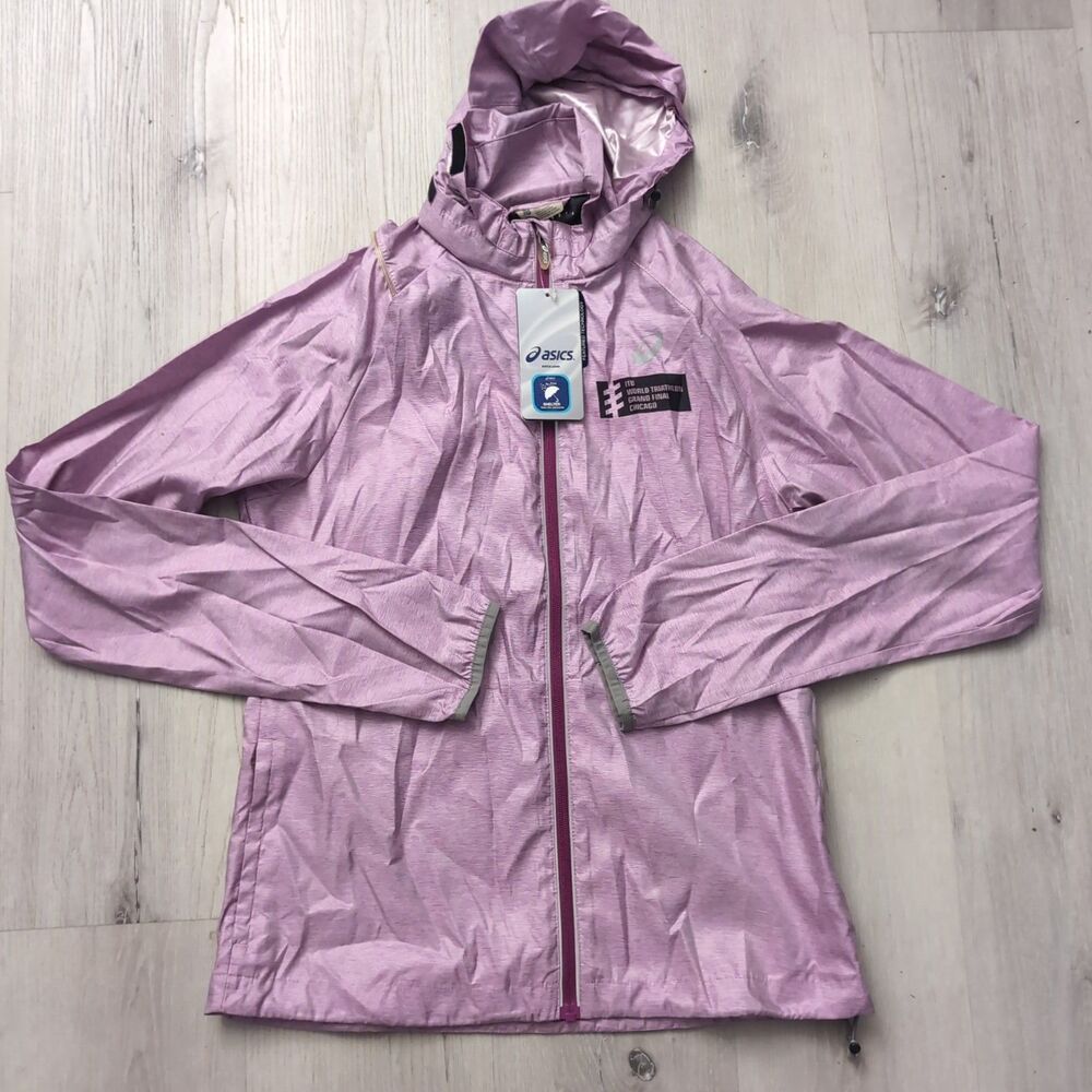 NWT Asics ELECTRO Jacket Womens Medium Lavender Zipper Front Light Hoodie Jacket